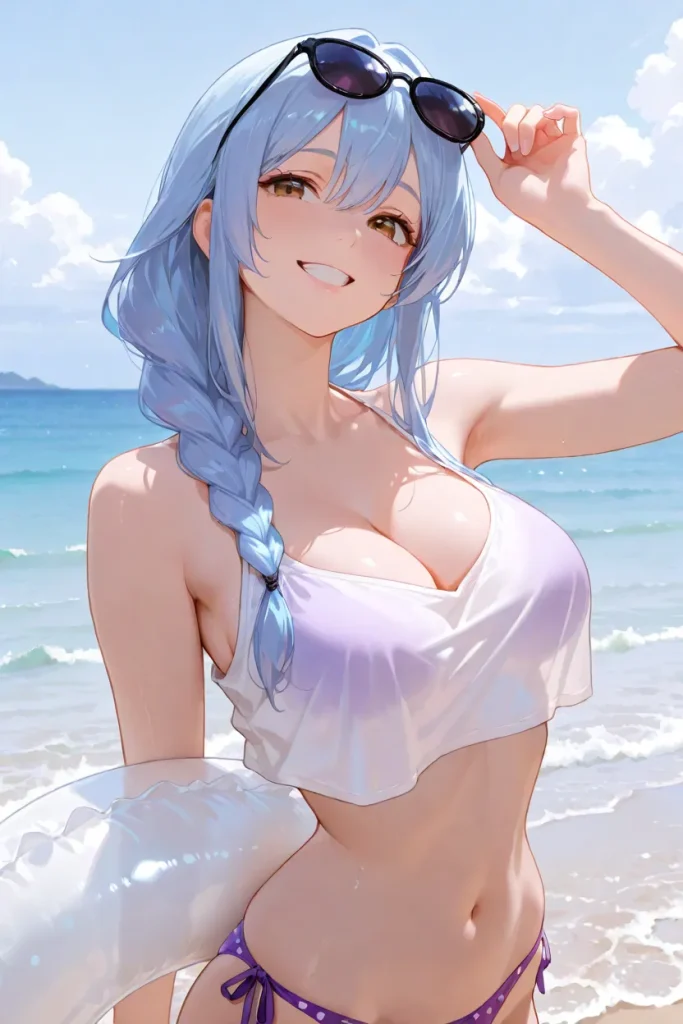 Anime girl on the beach