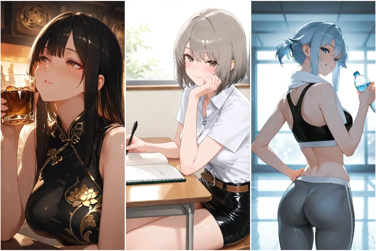 three different style Bishoujos