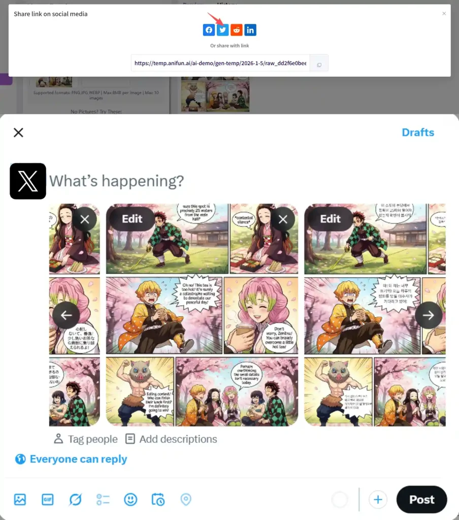 social media publish all language manga