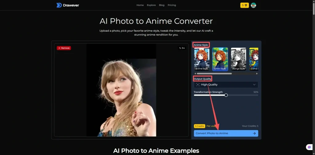 Draweverによる写真アニメ化の変換インターフェース
