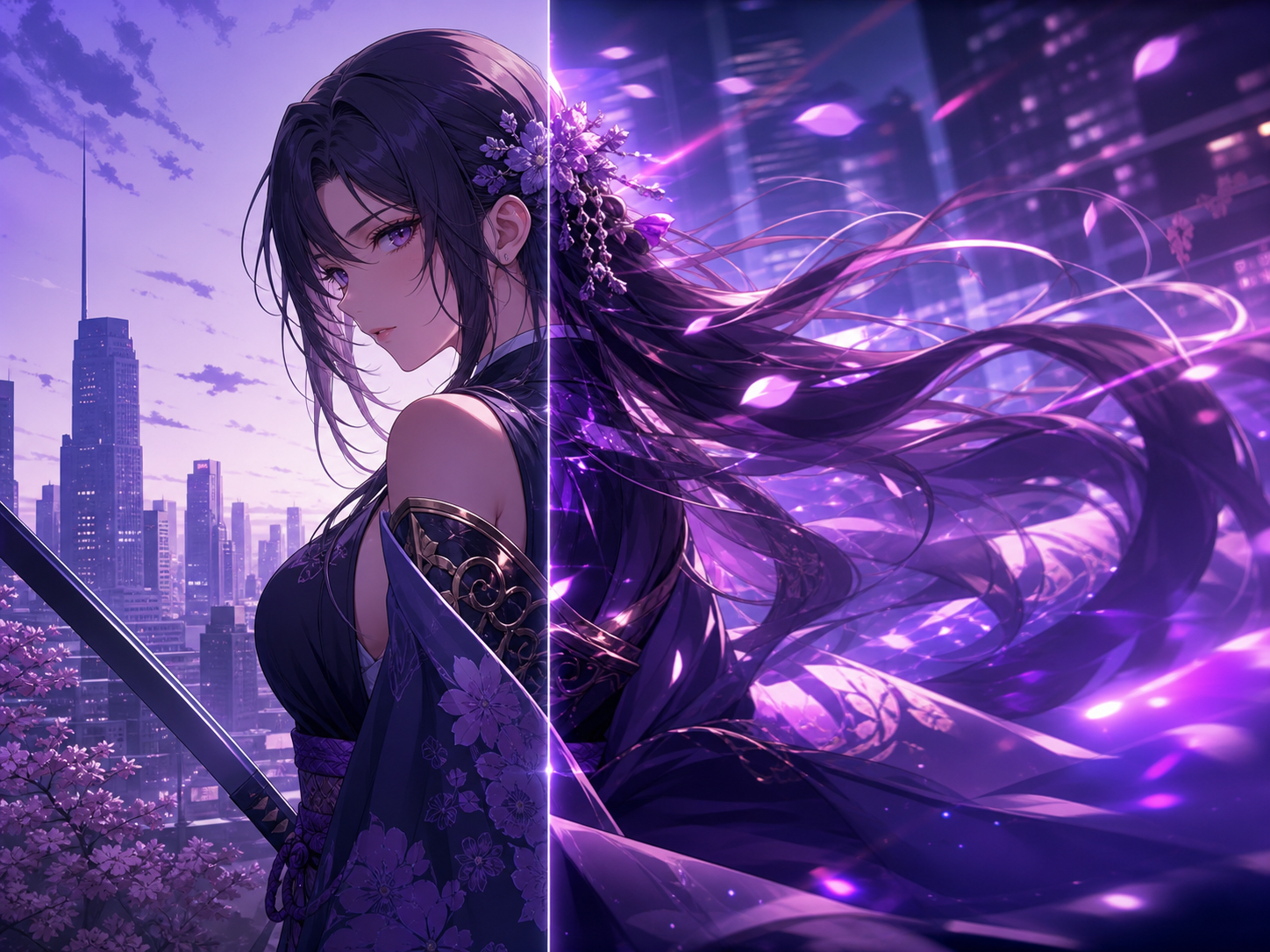 Anime illustration transformed from a still image into a dynamic moving scene
