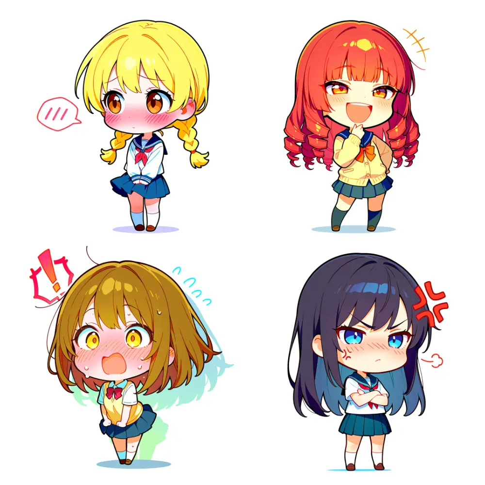 4 chibi characters