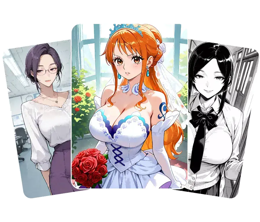 Anime waifu examples created with AI Waifu Generator