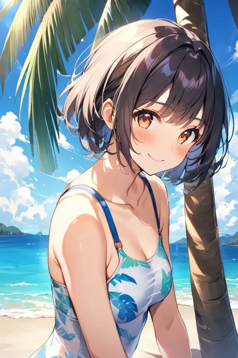 ビキニ姿のアニメ少女