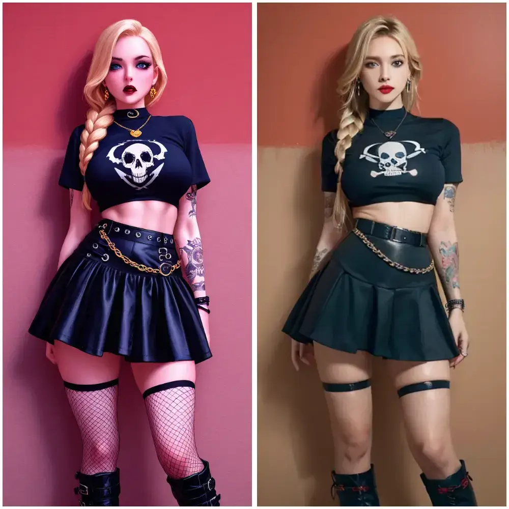 convert gothic anime girl into real human