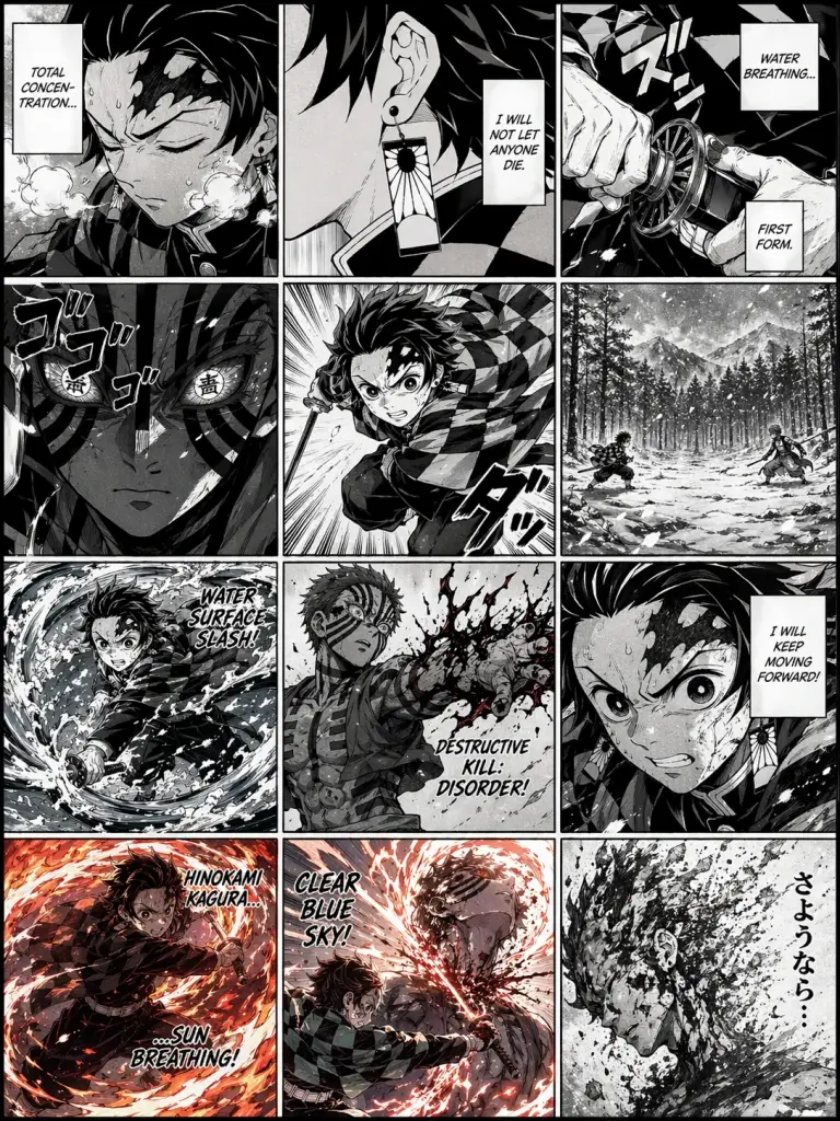 GPT Image 2：『鬼滅の刃』風マンガ生成例