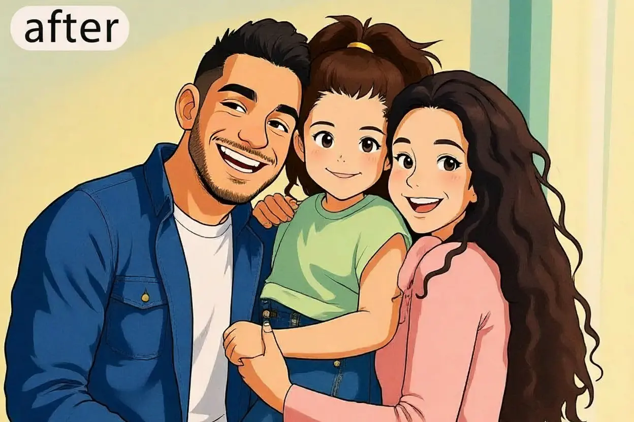 convert family photo to ghibli anime style