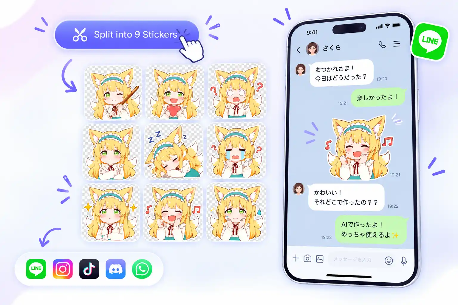Split Your Chibi Sticker Sheet into 9 Transparent Stickers
